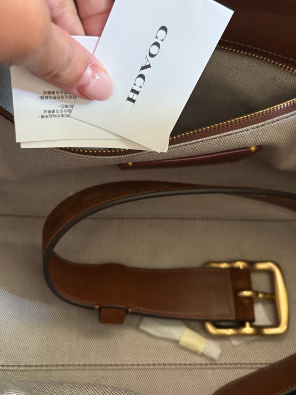 Coach Brown Suede Shoulder Bag with Gold Hardware - Picture 7 of 7